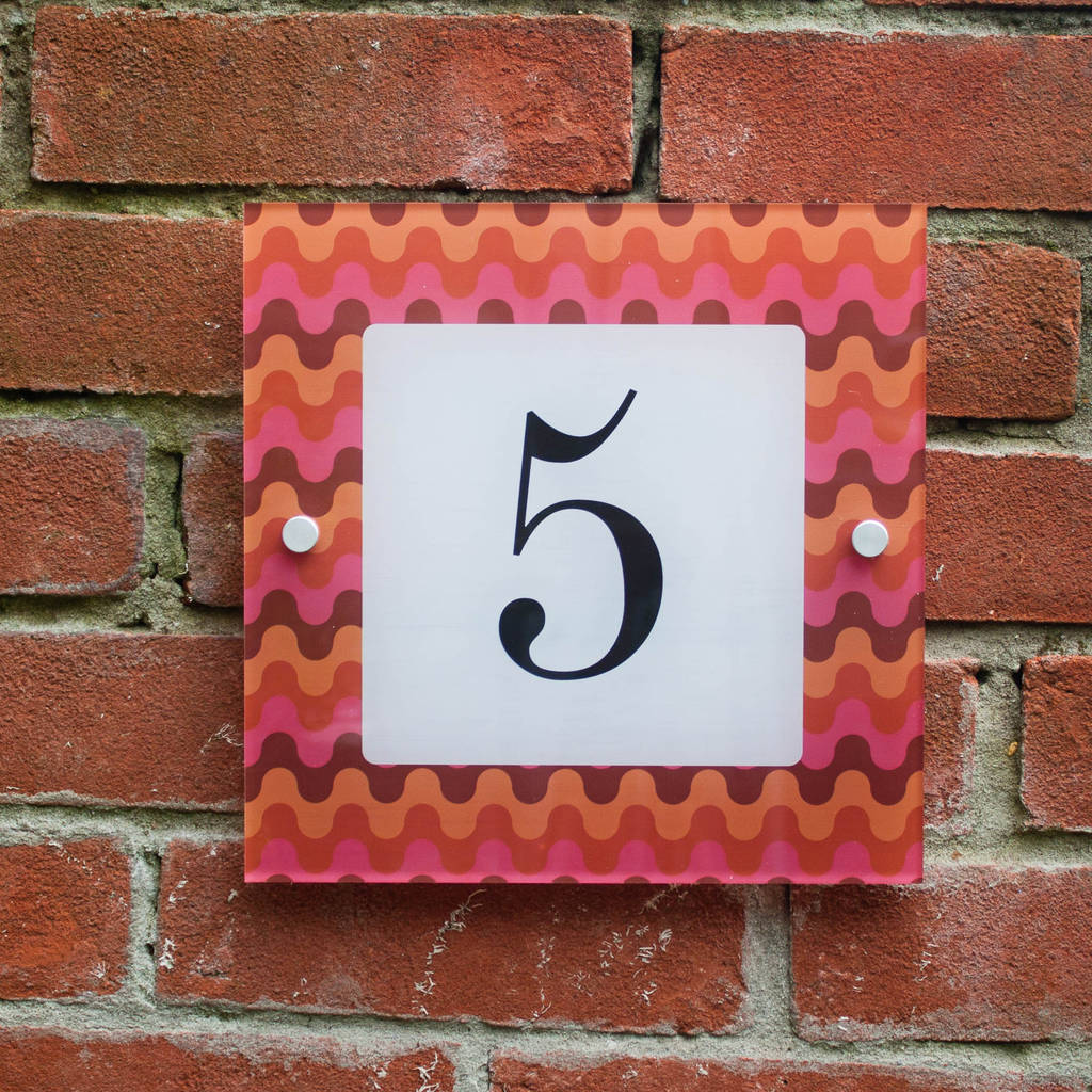 personalised house number sign, retro wave by lou brown designs
