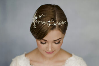 Sylvie Crystal And Pearl Wedding Hair Vine Bridal Comb, 7 of 12