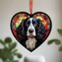 Springer Spaniel Stained Glass Effect Heart Suncatcher, thumbnail 2 of 7