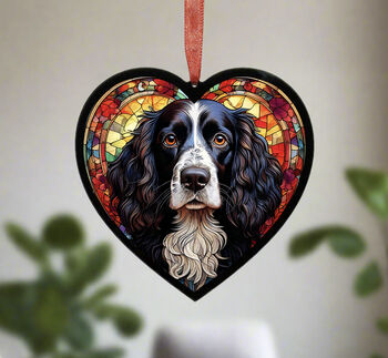 Springer Spaniel Stained Glass Effect Heart Suncatcher, 2 of 7