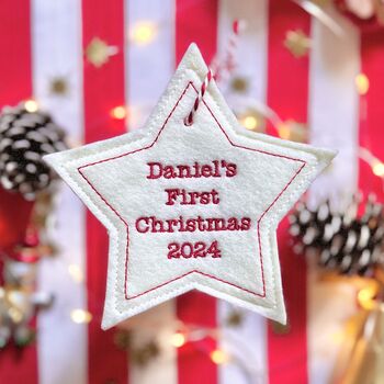 Personalised Baby's 1st Christmas Star Bauble, 2 of 7