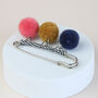 Pom Pom Charm Safety Pin Brooch, thumbnail 5 of 5
