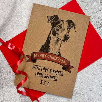 Personalised Whippet Dog Portrait Christmas Card, 2 of 2