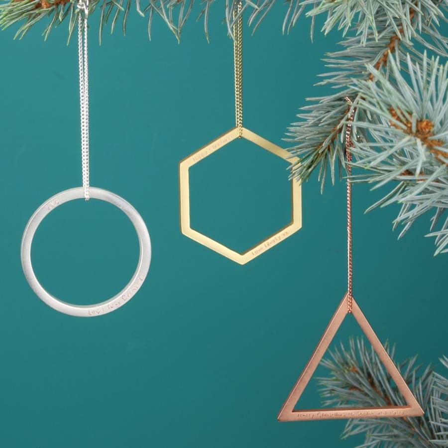 personalised geometric hanging triangle decoration by lisa angel