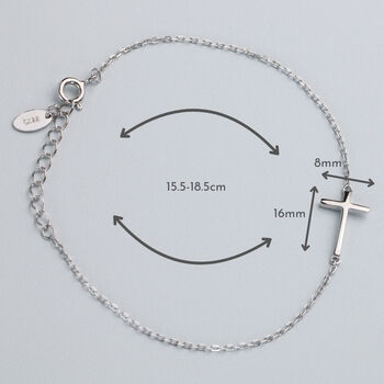 Sterling Silver Cross Charm Bracelet, 3 of 6