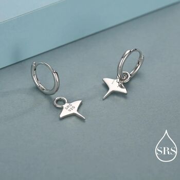 Kawaii Manta Ray Huggie Hoop Earrings In Sterling Silver, 6 of 11
