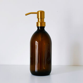 Refillable Amber Bottle With Brass Gold Metal Pump, 5 of 6