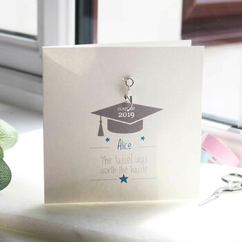 Mortar Board Engraved Silver Graduation Charm And Card, 4 of 9