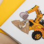 Personalised Digger Birthday Card With 3D Age, thumbnail 2 of 3