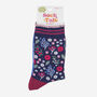 Christmas Floral Holly Mistletoe Bamboo Ankle Socks Women's Navy, thumbnail 3 of 4
