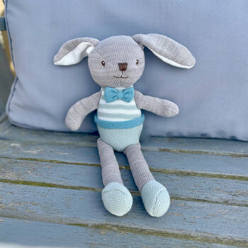 Knitted Newborn Rabbit Cuddly Toy, 3 of 3