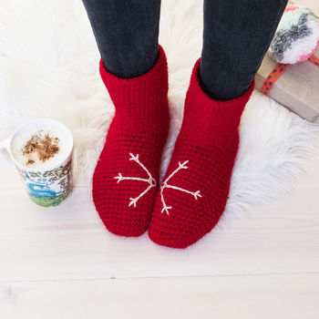 Mummy And Me Handmade Snowflake Slipper Sock Set, 5 of 9