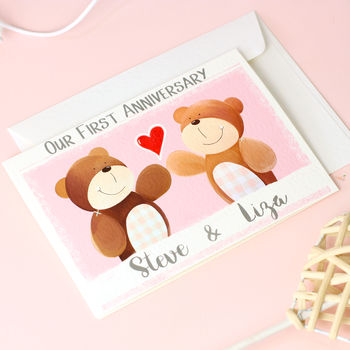 Personalised Bear First Anniversary Card, 6 of 10