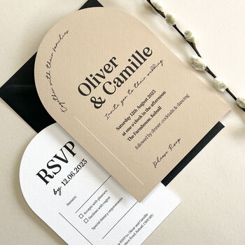 Camille Almond Arch Wedding Invitations, 3 of 3