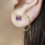 Labradorite Gold Plated Silver Chain Threader Earrings, thumbnail 6 of 8