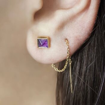 Labradorite Gold Plated Silver Chain Threader Earrings, 6 of 8