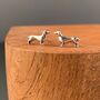 Solid Silver Dachshund Dog Stud Earrings, thumbnail 2 of 4