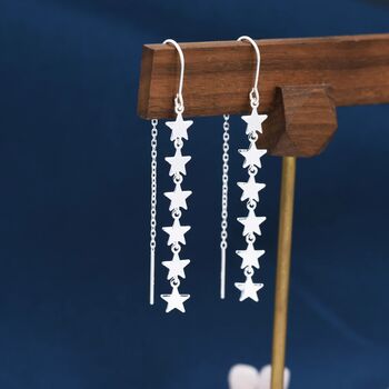 Star Cascade Threader Earrings In Sterling Silver, 5 of 12
