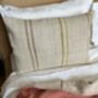 Oblong, Natural, Hemp, Neutral, Woven, Grain Sack, Striped Cushion With Cotton Reverse Trio Of Ochre And Brown Stripes Ochre Middle, thumbnail 5 of 5