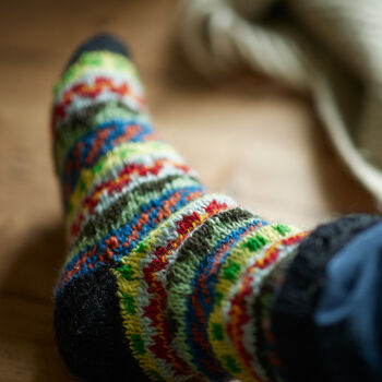 Fair Trade Unisex Nordic Knit Socks Eco Waste Wool, 11 of 12