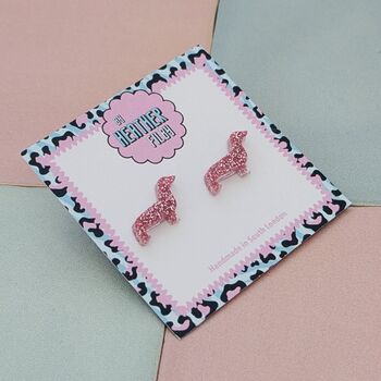 Sausage Dog Glitter Resin Studs, 2 of 12