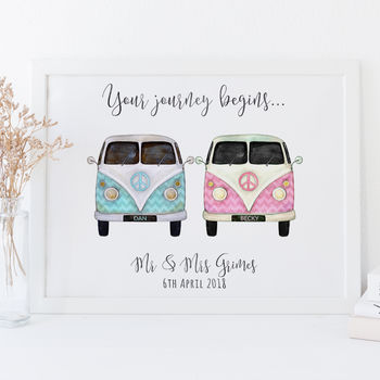 Personalised Wedding Print With Camper Vans, 5 of 7