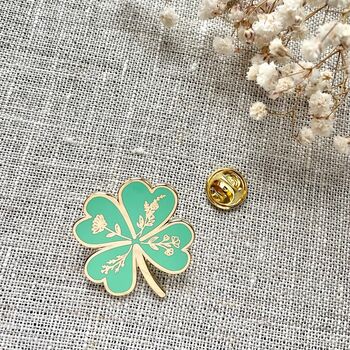 Four Leaf Clover Lucky Enamel Pin, 7 of 12