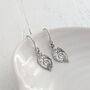 Silver Fingerprint Leaf Drop Earrings, thumbnail 2 of 6
