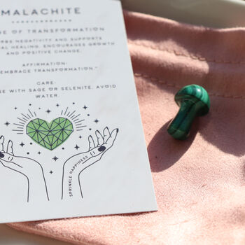 Malachite Mushroom Crystal Gift – With Pouch And Card, 3 of 7