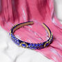 Leaf Diamante Gem Headband In Blue, thumbnail 2 of 4