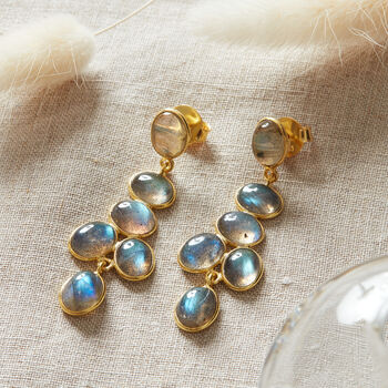 Moonstone Cabuchon Gold Plated Silver Earrings, 11 of 12