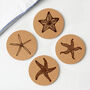 Set Of Four 'Starfish' Assorted Round Cork Coasters, thumbnail 1 of 2