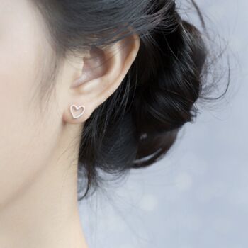 Sterling Silver Textured Heart Studs, 5 of 7
