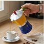 Italian Moka Pot Espresso Maker In Yellow And Blue, thumbnail 1 of 5