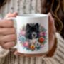 Personalised Akita Floral Summer Dog Wreath Gift Keepsake Mug, thumbnail 1 of 2