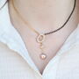 Half Black Bead Gold Plated Oval Pearl Y Shape Lariat Mangalsutra, thumbnail 1 of 8