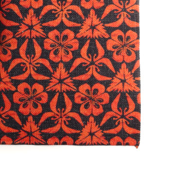 Red Orange Grey Hand Printed Canvas Place Mat Set, 3 of 12