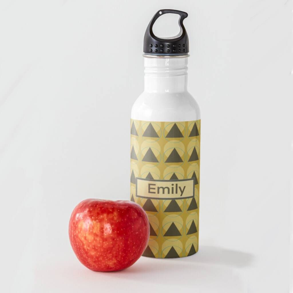 Personalised Retro Mustard Water Bottle By Claryce Design