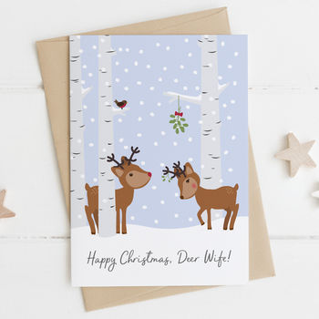Happy Christmas, Deer Husband / Wife Personalised Card, 2 of 3