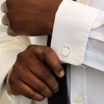 Personalised Sterling Silver Oval Chain Link Cufflinks, 3 of 7