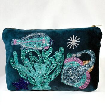 Velvet Beaded Flat Fish And Skate Pouch, 3 of 4