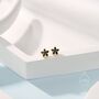 Black Cz Flower Screw Back Earrings In Sterling Silver, thumbnail 1 of 12