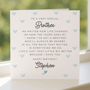 Personalised Special Verse Birthday Card For Brother, 4 of 8