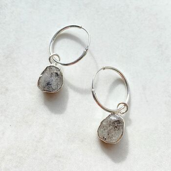 Carved Herkimer Diamond Hoop Earrings, 2 of 6