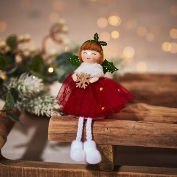 Christmas Fairy Shelf Sitter With Red Dress, 4 of 4