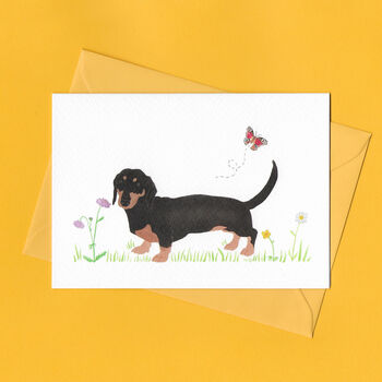 Darcy The Dachshund Illustrated Blank Greeting Card, 3 of 10