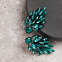 Emerald Green Crystal Leaf Drop Earrings, thumbnail 4 of 4