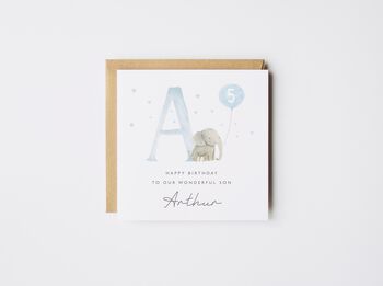 Elephant Happy 3rd Birthday Boy Card *Age Options, 5 of 5