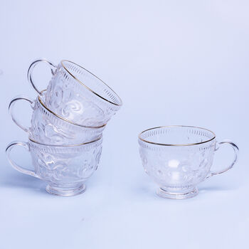 G Decor Set Of Four Marcelle Clear Textured Glass Cups, 3 of 4
