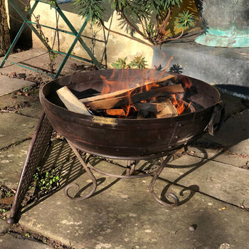 Indian Fire Bowl, BBQ Rack, Gloves And Marshmallow Fork, 3 of 7